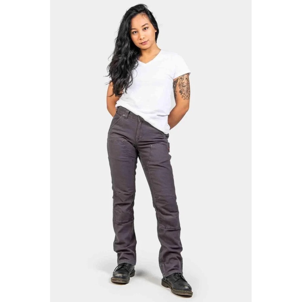 Dovetail Workwear Britt Utility Pants Womens 8/32 Grey Canvas Double Knee Cargo